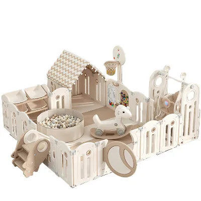 Multifunctional Foldable Piggy Plastic Playpen Indoor Safety Play Fence with Swing and Slide Baby Play Equipment off Set