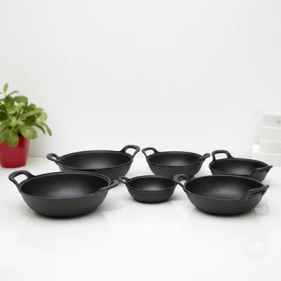 Vegetable Oil Cast Iron Ingot Wok with Double Handles
