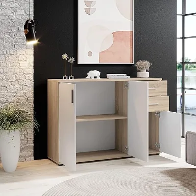 34kg Weight Sonoma Oak Finish 120cm Wide Sturdy Durable Flat Pack Chest Drawers for Residential Interior Furniture