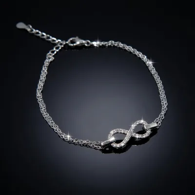 S925 Silver Bracelet Fashion Simple 8-figure Double Layer Women Infinite Endless Loves Bracelet Valentine Day Gift