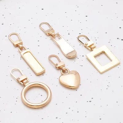 Elliptical Zipper Head With Auto Lock, Zinc Alloy Construction, Nickel-Free, Suitable for Decorative Purposes