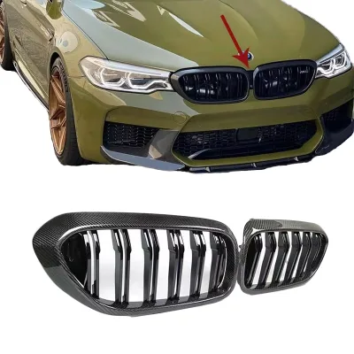 For BMW 5 Series G30 F90 M5 2017-2019 530i/540i/M550i Front Grille Carbon Fiber Dual Kidney Air Intake Split Design Easy