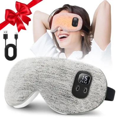 Wrinkle-free Heated Eye Mask Cordless Rechargeable Eye Compress Improved Sleep Washable Eye Mask 4 Heat Levels 4-Level Timing