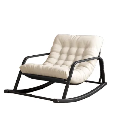 Lazy Rocking Chair Double Lying Iron Frame Fabric Cover Home Furniture