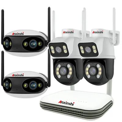 Wireless Nvr Package Is Equipped with a 180-degree Viewing Angle and a 3 Lens Ptz Camera with No Blind Spots in All Directions