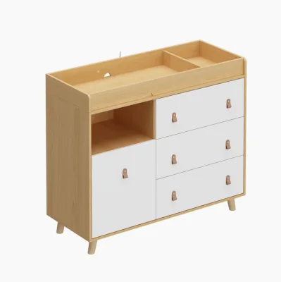 Two Accent Changing Table Dresser with Wooden Legs Versatile Diaper-Changing Table with Drawers and Top Storage Space