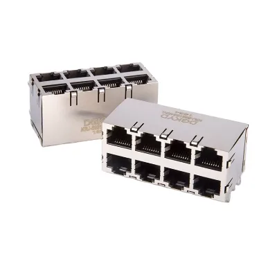 8 Port 2x4 SIDE ENTRY Ethernet Connectors 100 Base-T Network with Down&Up RJ45 Jacks 8p8c RJ45 Plug Cat5 Cat6 Female Connectors