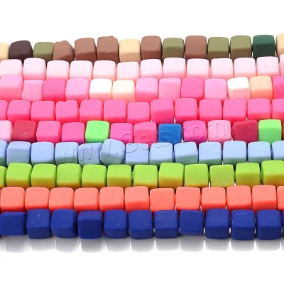 Cube Polymer Clay Beads Square Spacer Beads 6x6mm, Length:Approx 15 Inch 10Strands/Lot 1595269