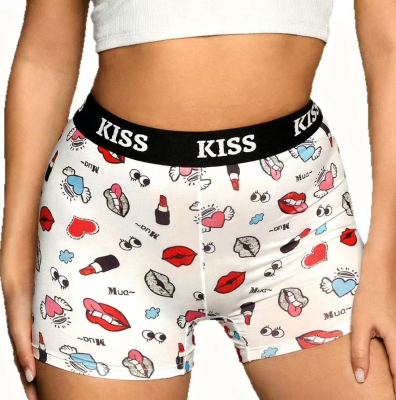 High Waist Printed Plus Size Women's Boxer Briefs