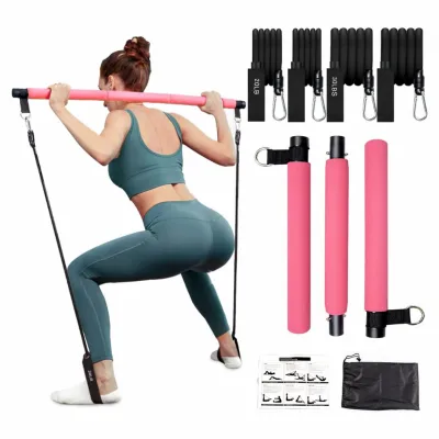 Custom 500lbs Resistance Bands Overstriking Pull up Rope Yogo Pilates Bar Kit for Women