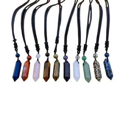 Chinese Antique Natural Crystal Hexagonal Pendant Necklace With Chakra Crystal Graduation Gift for Friends and Lovers