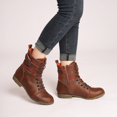 New Leather Flat Heel Cycling Boots Comfortable Lightweight Ankle Boots for Women