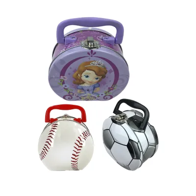 Portable Round Tinplate Storage Box with Handle Mini Metal Carry Case for Stationery Cosmetics Sweets Packaging