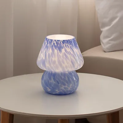 Mushroom Glass Lamp Table Lamp for Bedroom Bedside Living Room Decor Cute Mini Modern Mid Century AC Night Stand