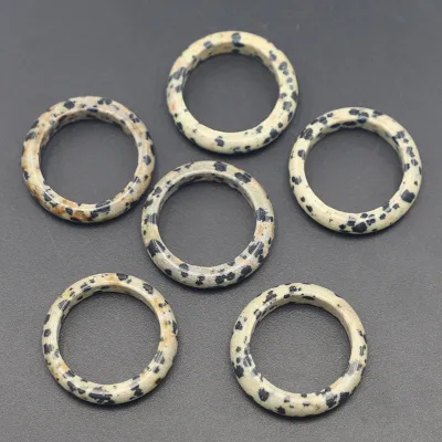 Bestseller Natural Stone Flat Band Ring with Spot Pattern 6MM Width Finger Ring for Daily Wear
