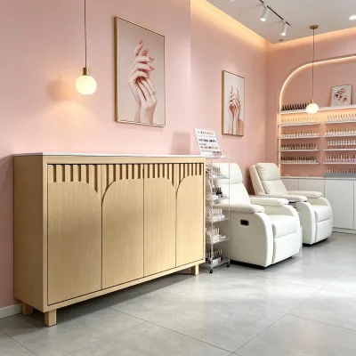 Modern Customized Manicure Table with Storage Beauty Salon Storage Cabinet with Door Pedicure with Cabinet Wood