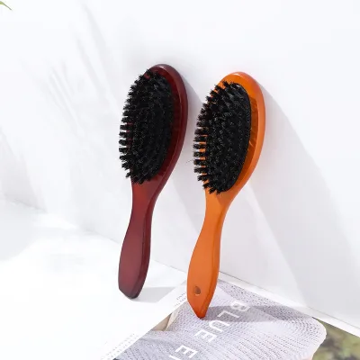 Natural Boar Bristle Hair Brush Wooden Handle Air Cushion Comb for Hairdressing Smoothing Anti-Static Scalp Massage Paddle Vent