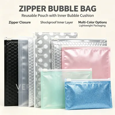 Free Sample E-Commerce Cushion Padded Ziplock Bag Waterproof Envelope Zipper Bubble Bag