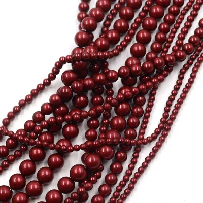 3mm Deep Red Crystal Coated Pearl Glass Beads Artificial Round Beads for Jewelry Making White Loose Beads 4mm Size