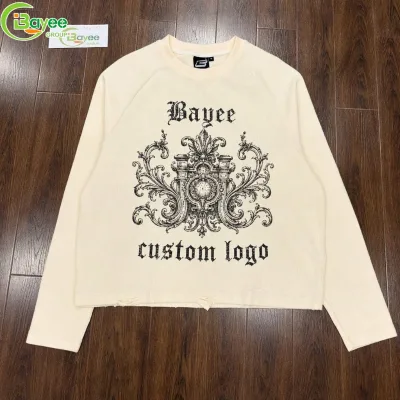 Custom 320 GSM Waffle Knit Long Sleeve Wholesale Cotton T-shirts Casual Print OEM Waffle Knit Thermal for Men