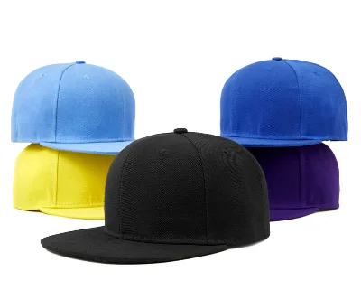 Factory Custom Closed Back Closure Black Cotton Flex Fit Hats Cap Fitted 3d Embroidery Logo Snapback Caps