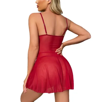 2025 European American Style Sexy Nightdress Chiffon Strap See-Through Set Sexy Women's Pajamas Underwear