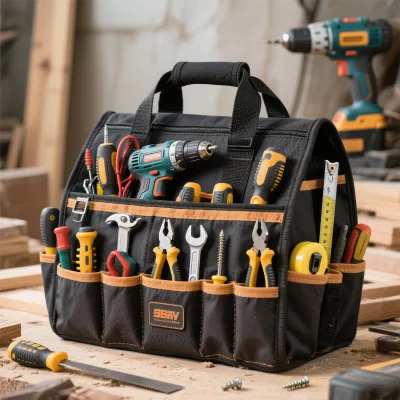 Durable Nylon Multi-Functional Electrical Woodworking Tool Organizer Simple Heavy Duty Handheld Tool Bag Zipper for Protection