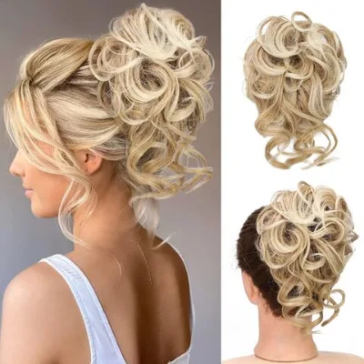 Synthetic Wavy Curly Chignon Ponytail Messy Hair Bun Scrunchies for Women