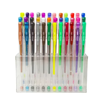 High Quality of Wholesale 50pcs Set of 10 Colors Glitter Gel Ink Pens Plastic Material with 0.8mm Writing Width