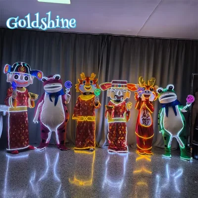 LED Dragon Year God of Wealth Cartoon Doll Costume Performance Stage Mascot Outfit for Parties Party Favors