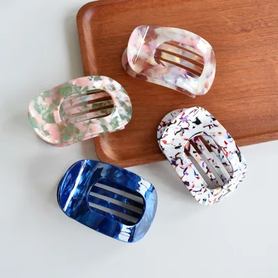 AITONGPersonalized High Quality Classical Leopard Acetate Flat Hair Clip Hollow Design Fashion Popular Retro Women Clips