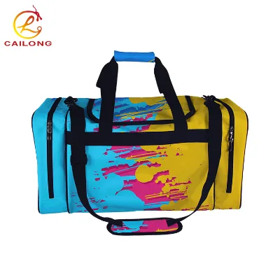 Best Selling Full Color Printing 600D Polyester Sport Sublimation Travel Bag