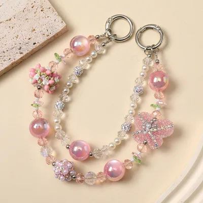 Hecion HECION High-End Luxury Animal Beaded Popcorn Crystal Beads Zinc Alloy Butterfly Flower Gold Foil Carabiner Keychain