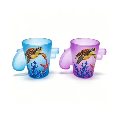 Custom Gradient Frosted Pistol Handle Shot Glass, Novelty Gun Shape Handle Mini Drinking Cup, Travel Souvenir Gifts