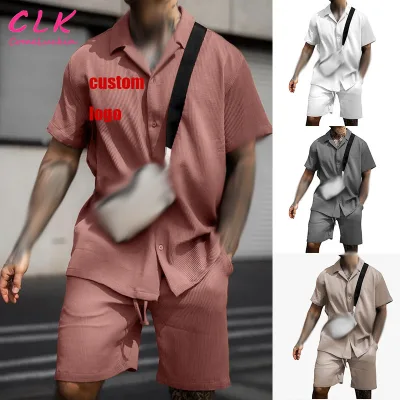 Custom Logo Men Summer Jogging Sportswear Gym Sweater Suit 2 Piece Shirts and Shorts Casual Sets