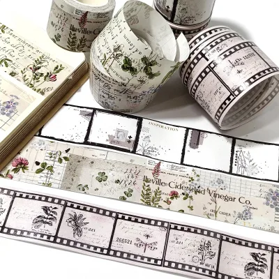 Custom Personalized Design Decorative Vintage Series Black Washi Tape For Diy Decoration