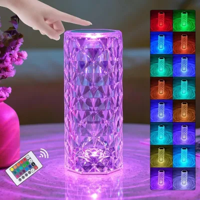 Rotating Water Ripple Night Lamp Bedside Atmosphere Romantic Projection Table Lamp Crystal Night Light