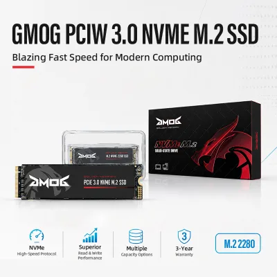 GMOG 128GB 256GB 512GB 1TB NVMe M.2 PCIe Gen3 SATA 3.0 Internal Solid State Drive 501-600MB/s Read/Write Speed Gaming