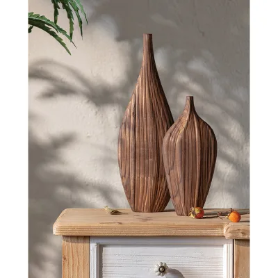 Natural Wooden Flower Vases Farmhouse Home Decoration Table Centerpiece Ideal Gift Decor Wood Vase