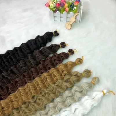 24-Inch 100g Super Long Afro Kinky Curly Hair Bundles Synthetic Braiding Weave Water Deep Crochet