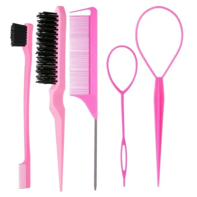 Eight-Piece Cross-Border Hair Tools Set Stainless Steel Steel Needle Tip Comb Three Rows Hair Comb Eyebrow Brush Plastic Hair