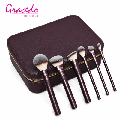 Luxury Cosmetic Brush Set Beige Brown White Tip Nylon Bristles Matte Ferrules Custom Logo Wood Handle 19-Piece Shaving Brush