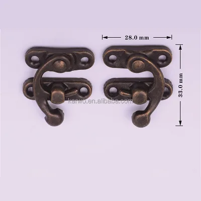 28*33mm Zinc Alloy Retro Horn Jewelry Boxes Lock Latch Catch Hardware