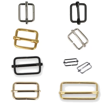 Metal Bag Strap Rectangle Buckle Webbing Adjustable Slider Hook Ring