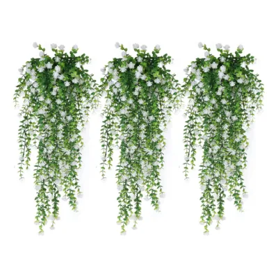 GY002 White Artificial Hanging Camellia Flowers UV-Resistant Fake Hanging Plants Garden Yard Wedding Indoor Outdoor Decoration