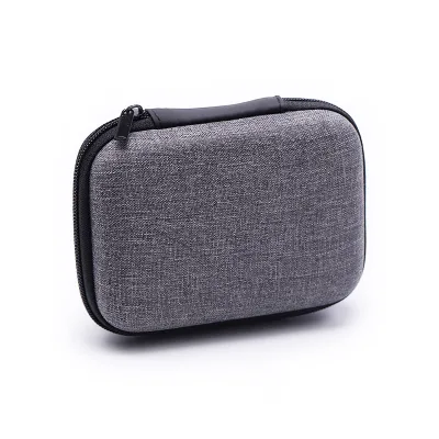 Grey Red Earphone Case for Travel EVA Hard Case Bag Storage Cables Small Charger Carrying Protector Earbuds for AirPods Holder