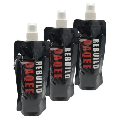 Factory Custom Stand up Energy Foldable Water Drinking Pouch with Top Spout