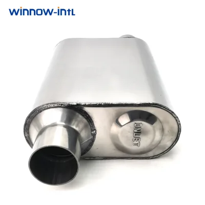 Bulk 2 2.25 2.5 3 Inch Automotive Muffler Welded Oval Polished Metal Body With Single Inlet and Outlet for Exhaust System