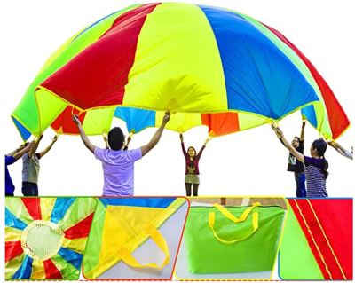 Parachute 8 Foot for Kids with 9 Handles Play Parachute for Kids Tent Cooperative Games Birthday Gift