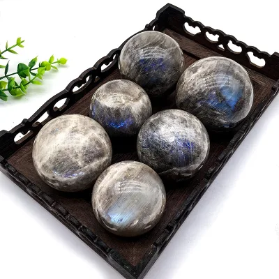 Wholesale Natural High Quality Crystal Carved Moonstone Sphere Polished Carved Moonstone Ball for Home Decoration